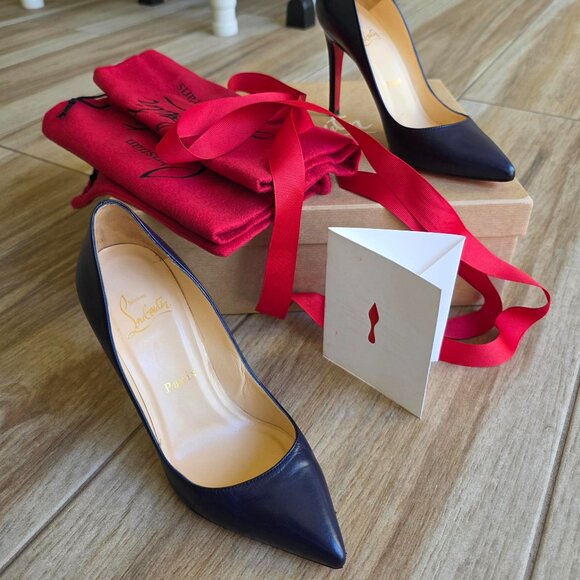 Christian Louboutin Pigalle Navy Blue Leather 100mm Pump Shoes Eur. 35.5 - Picture 2 of 14